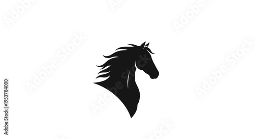Elegant Black Horse Silhouette against a White Backdrop, Minimalist Design