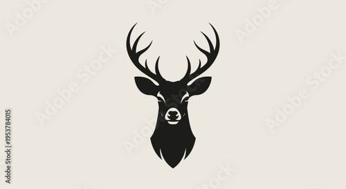 Elegant deer head silhouette on neutral background, perfect for minimalist designs and branding