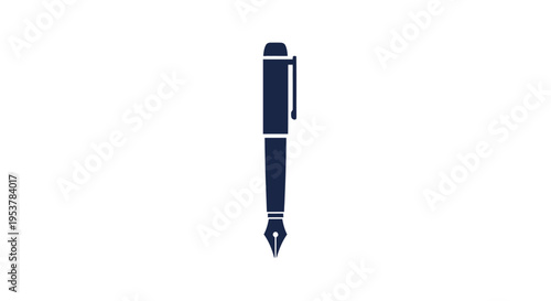 Elegant Fountain Pen Icon on White Background Symbolizing Writing and Creativity