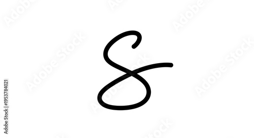 Elegant Handwritten Letter S on a Clean White Background for Graphic Design