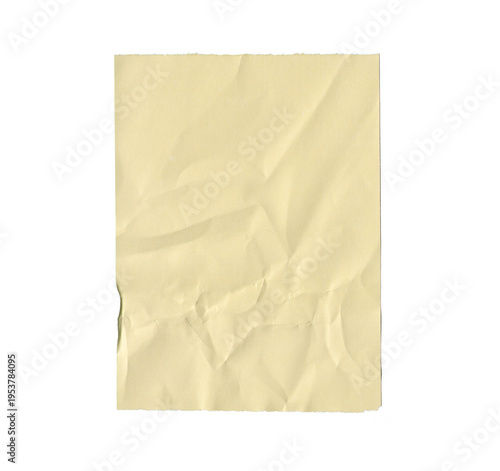 Pale Yellow Receipt Paper Texture with Torn Edge