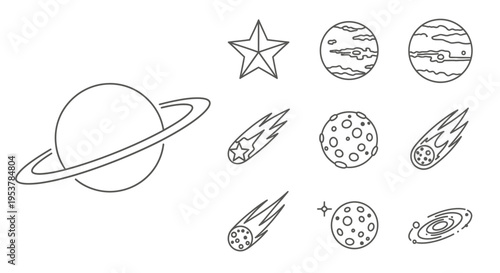 Planets and stars in solar system.