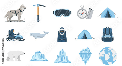 Polar bear on ice and snow.