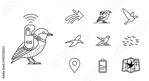 Bird with mobile phone technology device.