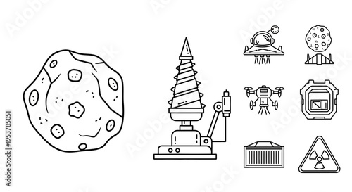 Space icons and symbols set.