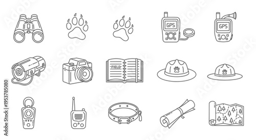 Survival tools and equipment icons.