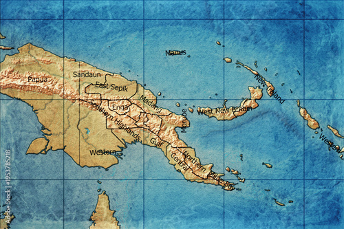 Vintage Map Of Papua Region On Retro Paper Background