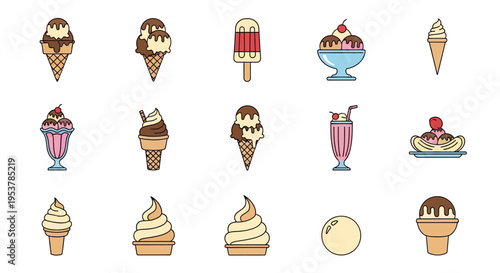 Variety of Ice Cream Desserts.