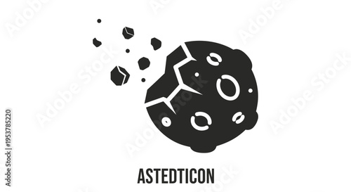 Black asteroid icon with cracks.