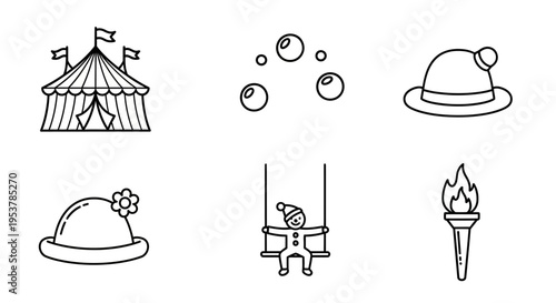 Various circus icons and symbols.