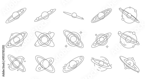 Various planet and solar system illustrations.