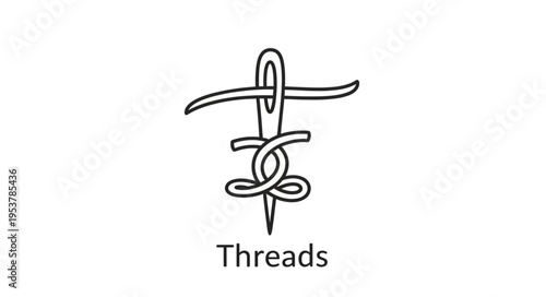 Threads Logo - Needle and Thread Design for Sewing and Crafting.
