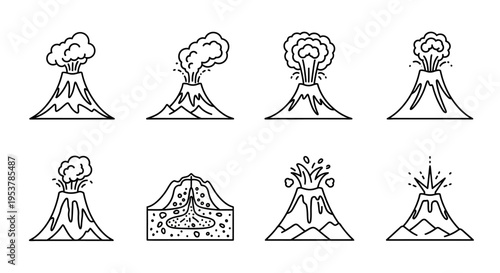 Volcanoes Erupting in Various Stages.