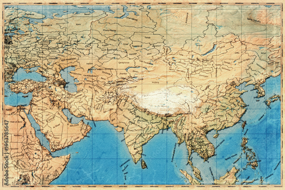 Obraz premium Vintage Map Of Silk Road Region On Retro Paper Background