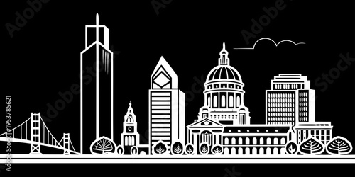 USA, US, U.S, United States - San Jose skyline tech city minimal svg geometric vector design
