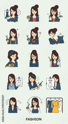 Woman in fashion design studio working.