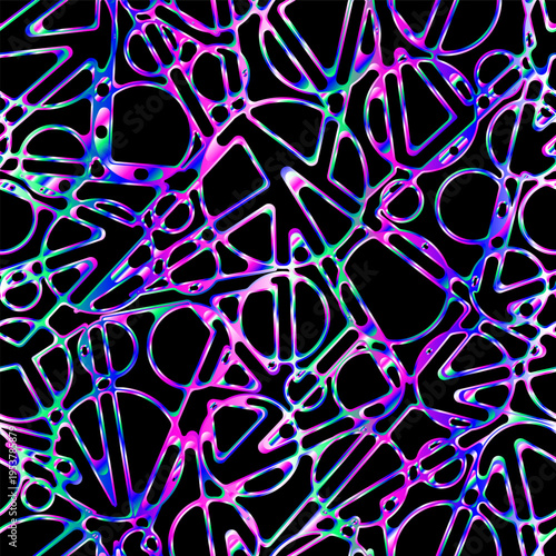 Iridescent Tech Grid. Seamless pattern