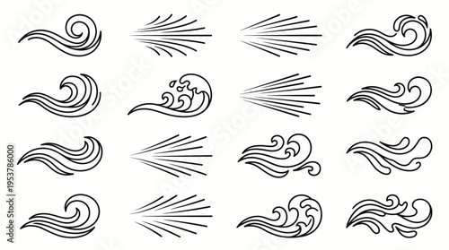 A Collection of Wave and Speed Line Illustrations for Creative Design. This illustration is useful for design element, pattern, or background