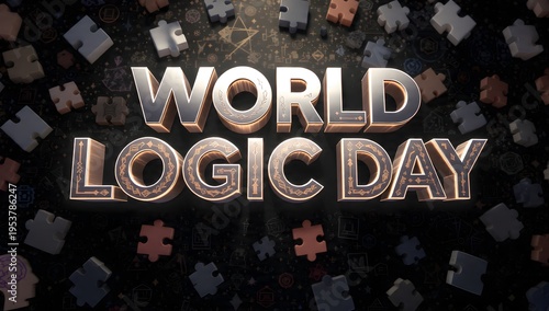 world logic day celebration puzzle pieces background