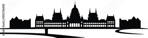 Hungarian parliament building silhouette vector illustration art design