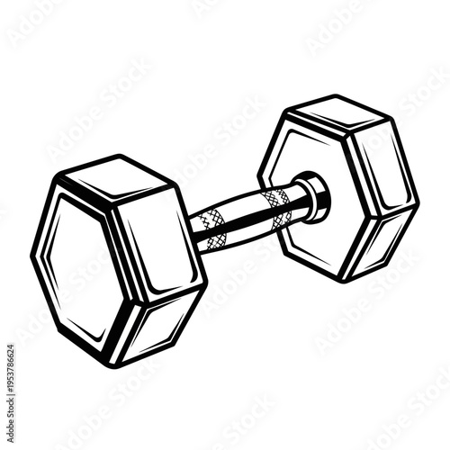 Black and White Dumbbell Illustration - Fitness Equipment Icon