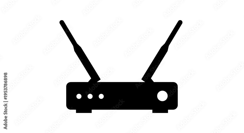 Fototapeta premium Black Wireless Router Icon.