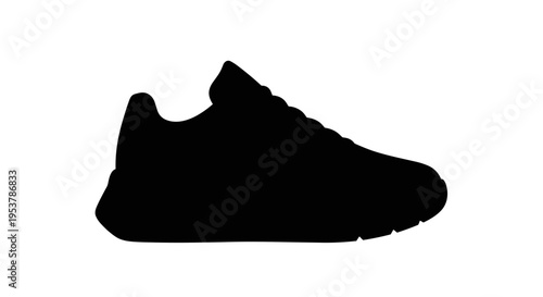 Black silhouette of sneaker shoe.