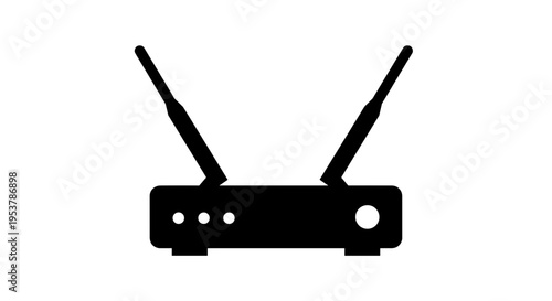 Black Wireless Router Icon.