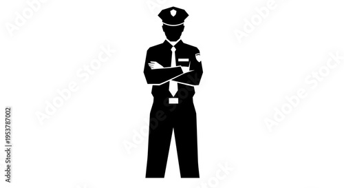 Police Officer Silhouette Standing.