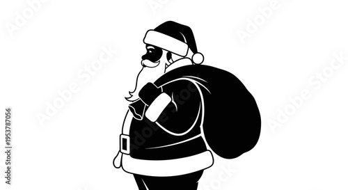 Santa Claus in black and white.