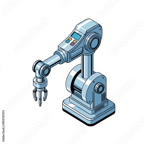 Industrial Robot Arm Illustration - Manufacturing Automation Technology Design Vector Graphic for Engineering and Robotics Concepts