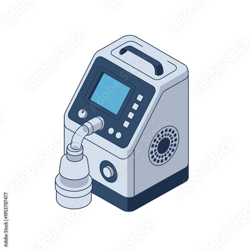Medical Ventilator Machine Illustration Healthcare Equipment Respiratory Therapy Device Diagram Stock Image Isolated White Background