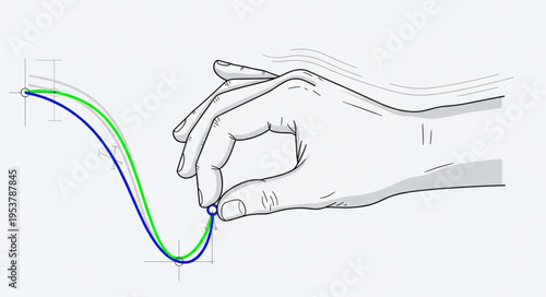 Hand manipulating a graph line, concept of control and influence.
