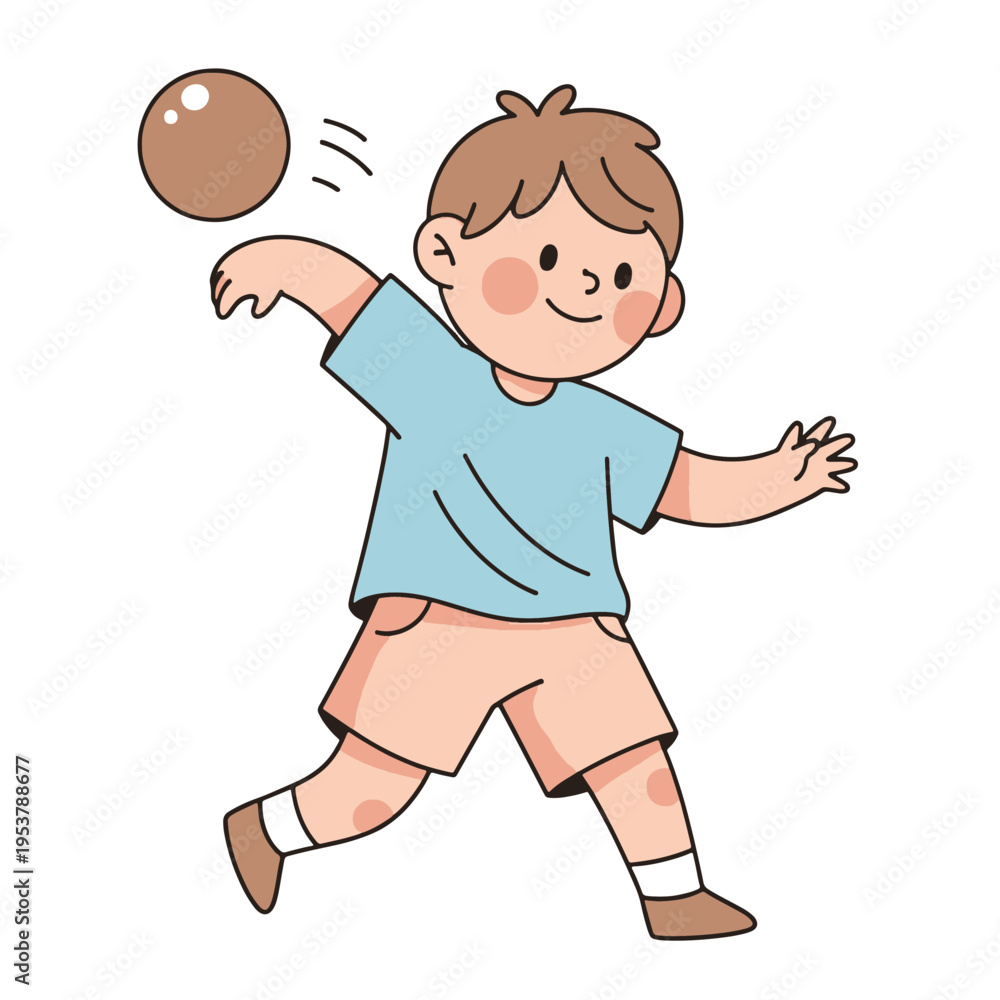Fototapeta premium Children Playing Catch with Balls - 2d Vector Illustration