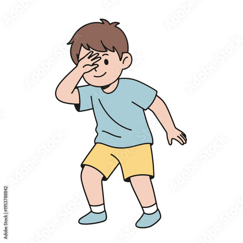 Playful Hide and Seek Game of Children - 2d Vector Illustration