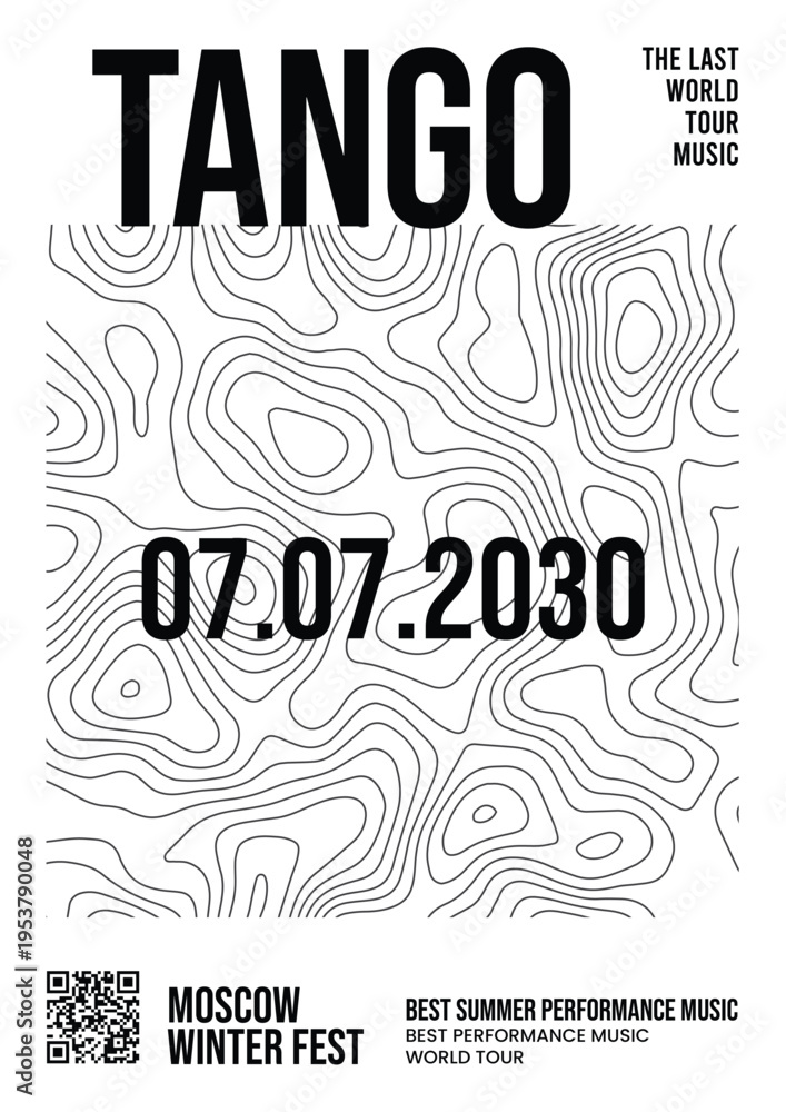 Fototapeta premium Black White Map Fest Music Poster 7