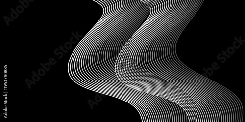 An abstract black and white geometry pattern illustrating a mental profile where soul and reason echo through a curve of the essence