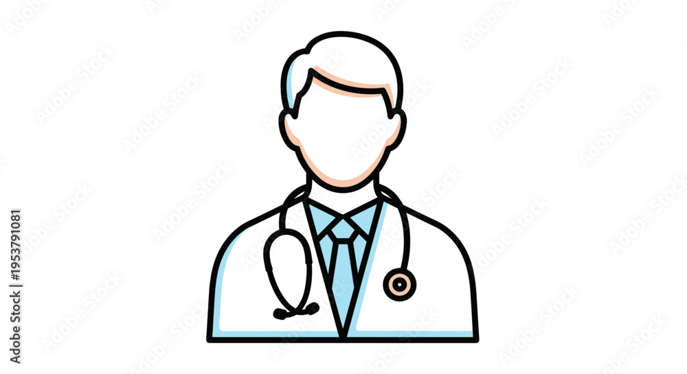 Fototapeta premium Doctor with Stethoscope Simple Illustration.