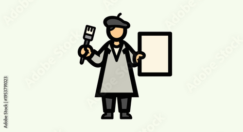 Chef Holding Fork and Menu.