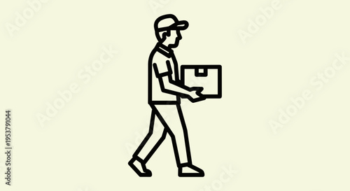 Delivery Man Carrying Package Walking.