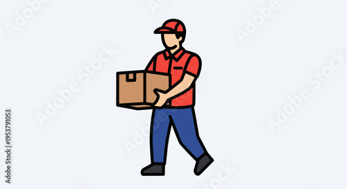 Delivery Man Carrying Package Box.