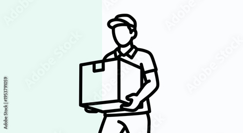 Delivery Man Holding Cardboard Box.