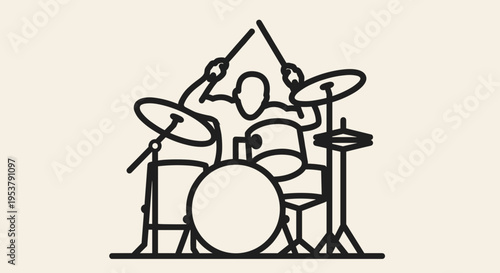 Drummer Playing Drum Set Music.