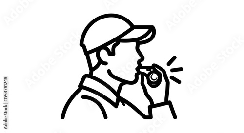 Man Whistling with Hand.