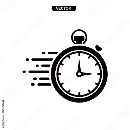 Stopwatch timer with motion lines.