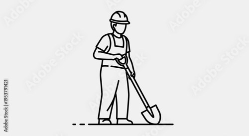 Worker with Shovel Illustration.