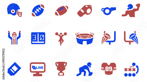 Vector icons featuring sports gear, competition tools, and athletic game elements.