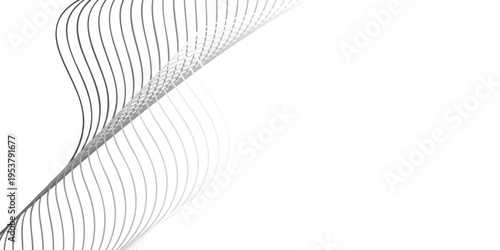 A futuristic black and white abstract wave background featuring a 3d spiral tunnel pattern with gray metal textures and curved technology lines for a sleek business wallpaper design