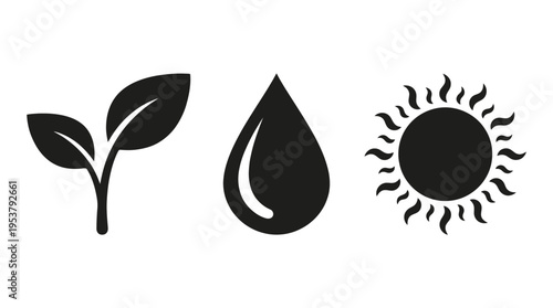 Growth, Water, and Sun Icons
