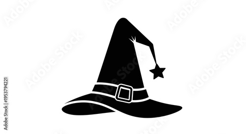 Black witch hat with star.